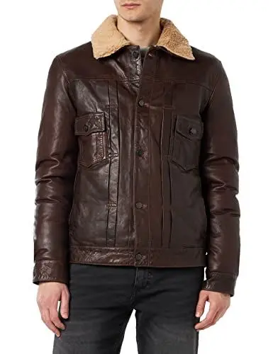 Produktbild: Freaky Nation Herren Knud-FN Lederjacke, Dark Oak, L
