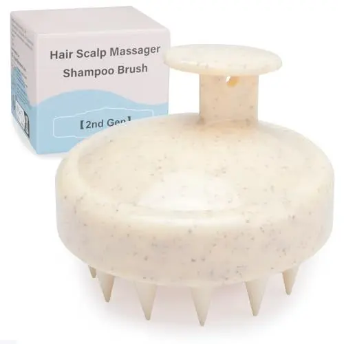 Produktbild: FReatech Shampoo Haarbürste für Peeling und Kopfmassage, (Nass & Trocken) Kopfhaut Massagebürste, Silikonkamm Pflege Haarwurzel, Healthy Head ohne Schuppen, Stimuliert das Haarwachstum, Beige