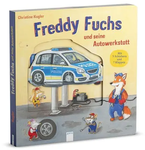 Produktbild: Freddy Fuchs und seine Autowerkstatt: Pappbilderbuch mit Reimen, Schiebern und Klappen ab 2 Jahren
