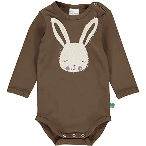 Produktbild: Fred's World by Green Cotton Baby - Mädchen Rabbit Front L/S Body Baby and Toddler Sleepers, Brown Mist, 56 EU