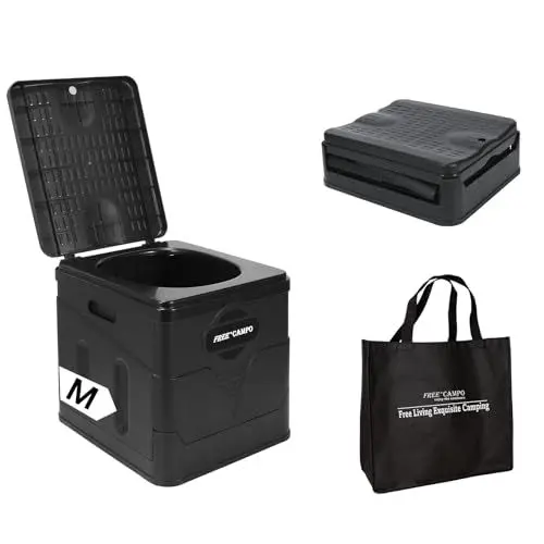 Produktbild: FREE CAMPO Campingtoilette Mobile trenntoilette Klappbar kompakt M:31 * 27 * 30CM Klo unterwegs Töpfchen campingklo WC (für Tüten 50L) für Erwachsene Kind：Outdoor Camping，Wandern,Stau, Angeln，Reisen