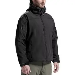 Produktbild: FREE SOLDIER Softshelljacke Herren Wasserdicht Winterjacke Winddicht Warme Funktionsjacke übergangsjacke Outdoorjacke für Wandern Fahrrad Camping (Schwarz S)