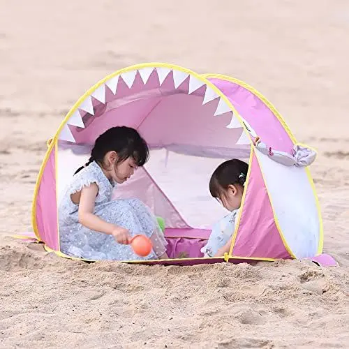 Produktbild: Free Swimming Baby Pop-Up-Baby-Strandzelt mit Pool, tragbares Hai-Sonnenschutz-Zelt mit UV-Schutzfaktor 50+, für Kleinkinder im Alter von 3–72 Monaten, Rosa