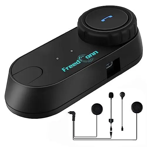 Produktbild: FreedConn T-COMVB Motorrad Bluetooth Headset 5.0 Helm Headset für 2-3 Fahrer Intercom 800M Reichweite Intercom Motorrad mit Musik Teilen, FM Radio, Hart & weich Mikrofon, Einzelpack