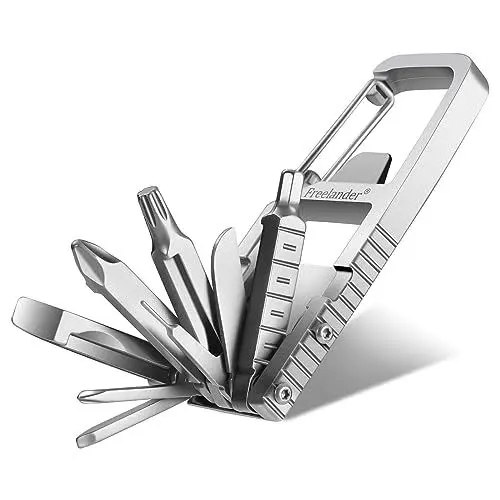 Produktbild: Freelander 12 in 1 Multitool Werkzeug, Fahrrad Multitool Werkzeug Mini Leicht, Multifunktionswerkzeug mit 6 Schraubendrehern Bits für Outdoor, Camping, Reparatur, Geschenke für Männer