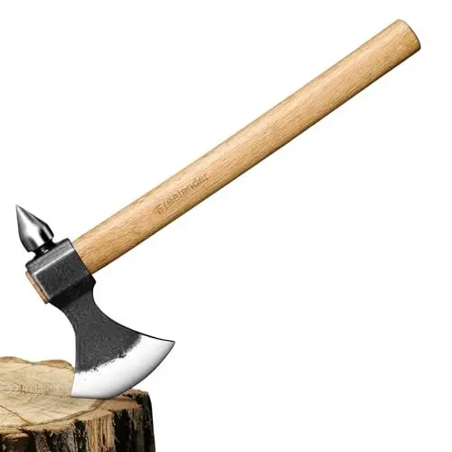 Produktbild: Freelander Axt Holz Spalten Holzgriff Handgeschmiedet Outdoor Survival Axt mit Hammer, Spaltaxt für Holz Prof Beil Outdoor Bushcraft Camping Beil Geschenk für Männer