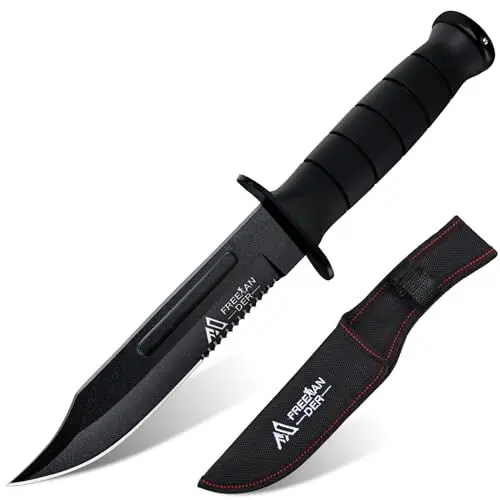 Produktbild: Freelander Messer Outdoor Survival, Jagdmesser Scharf Full Tang 5CR13 Stahl, Outdoor Messer Feststehend mit Nylon Scheide, Camping Messer für Outdoor, Bushcraft, Wandern, Geschenke für Männer