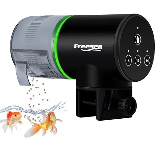 Produktbild: FREESEA Futterautomat Aquarium: Automatische Fischfütterung-Feuchtigkeitsbeständig Elektrisch Zeitschaltuhr Fischfutter Futterspend für Urlaub Goldfische Tank Outdoor Teich