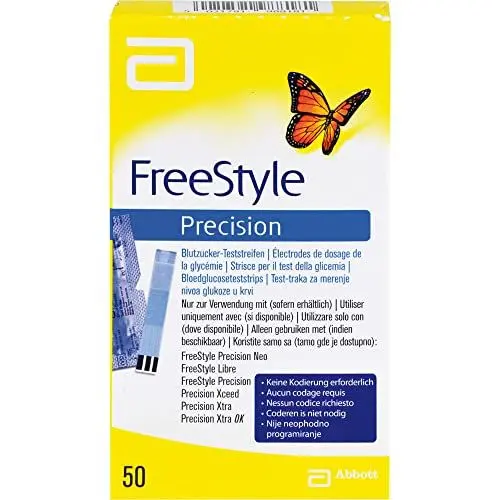 Produktbild: Freestyle Precision Blutzucker Teststr.o.codier. 50 stk