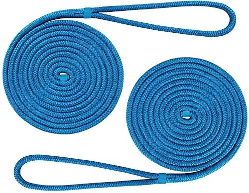 Produktbild: FreeTec 2tlg Bootsseil Boot Fenderleine Nylon Dockline Festmacherleine Fenderseil mit Auge 12mm Durchmesser 6m lang Blau