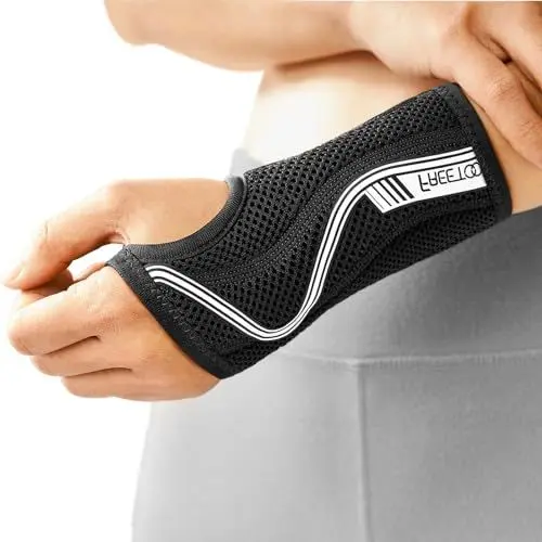 Produktbild: FREETOO Flexibel-Leicht Handgelenkschiene für Karpaltunnel, Atmungsaktive Handgelenk Bandagen mit eng anliegender S-förmiger Schiene, Verstellbare Handgelenkstütze für Verstauchung, Sehnenentzündung