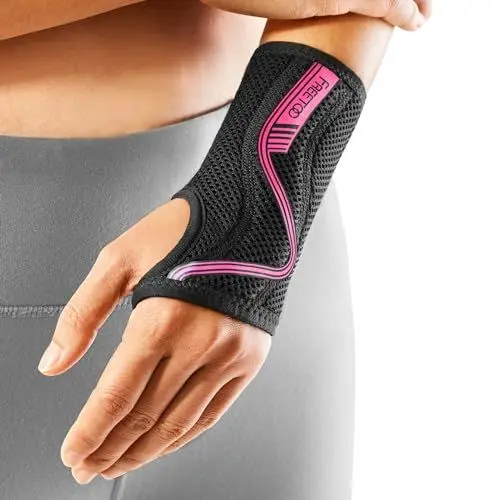 Produktbild: FREETOO Handgelenkstütze für Karpaltunnel, (Neues Upgrade-Anatomische Form) Verstellbare Handgelenk Bandagen für Männer Frauen, Sehnenentzündungen Arthritis Verstauchung (Rosenrot-Linke Hand, L)