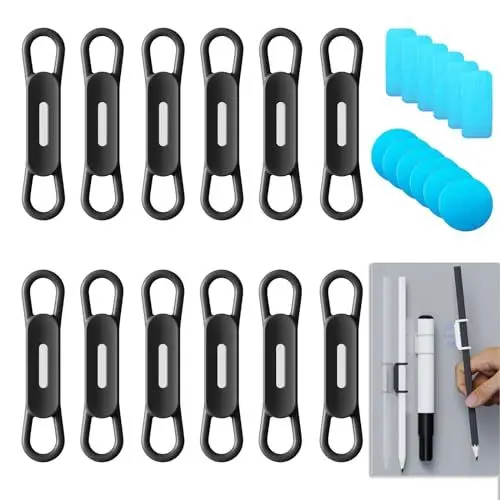 Produktbild: Freewindo Magnetischer Stifthalter für Kühlschrank, Silikon, Schließfach, Whiteboard, Schreibtisch, Klemmbrett - Trocken Abwischbar Marker-Halter (12