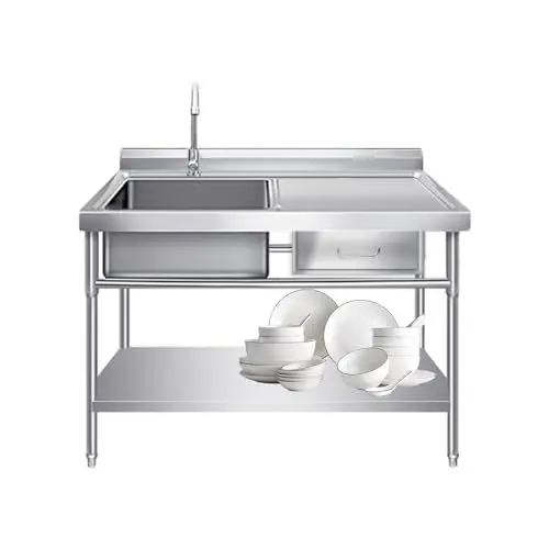Produktbild: Freistehendes Einzelbecken, Außenspüle mit Schublade, Freistehendes Waschbecken für Den Gewerblichen Gebrauch, Außenspüle für Küche, Badezimmer, Restaurant, Bauernhaus, Wäscherei ( Size : 80*50*80cm ,