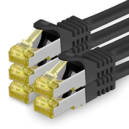 Produktbild: freiwerk 5x 1.5 M - CAT-7 Cat.7 Netzwerk-Kabel, Ethernet, Lan & Patch Kabel RJ-45 SFTP 10GB/s - schwarz