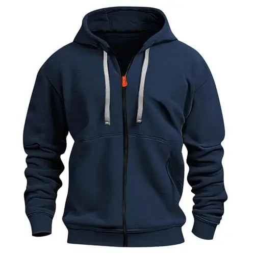 Produktbild: Freizeit Leicht Soft Kordelzug Sweatshirt Herren Hooded Vordertasche Sweatshirts 2025 Pullover mit Kapuze Blau M
