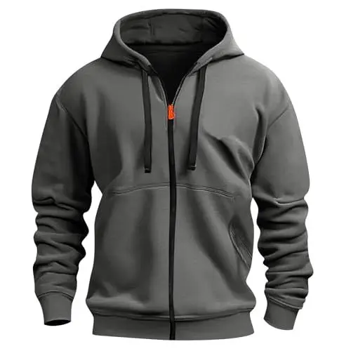 Produktbild: Freizeit Leicht Soft Kordelzug Sweatshirt Herren Hooded Vordertasche Sweatshirts 2025 Pullover mit Kapuze Grau XL