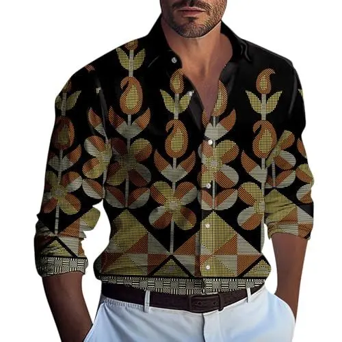 Produktbild: Freizeithemden für Herren Thermo Shirt Herren Langarm Hemden Herren Kurzarm Herren Hemden Langarm Kapuzenpullover für Herren Hemden Herren Slim Fit St. Patricks Day Shirt Schwarz 2XL