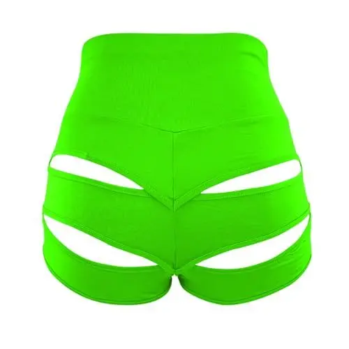 Produktbild: Freizeithose Damen Schwarz Hoher Bund Damen Hose Damen Booty-Shorts mit hoher Taille und Cut-Outs für Yoga, Workout, Fitnessstudio, Nachtclub, Hose Damen Weites Bein Schwarz Hose MäDchen (Green, S)