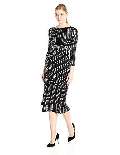 Produktbild: French Connection Damen Kleid DIANA SWIRL RDNK DRESS, Maxi, Mehrfarbig, Schwarz, 36