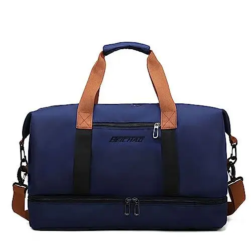 Produktbild: Fresion Sporttasche für Damen und Herren - mit Schuhfach & Nassfach - Wasserdicht Tasche für Sport & Fitness - Gym Bag, Trainingstasche，Weekender Unisex fitnesstasche und Duffel handgepäck (Blau)