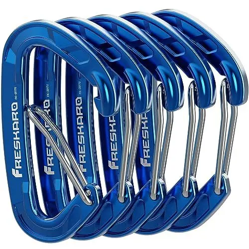 Produktbild: FresKaro Karabiner Haken-Karabinerhaken, Karabina mit Feder, Schlüsselanhänger, Zubehör, Federschnapper, 8kN, für Schlüssel, Camping, Angeln, Nicht zum Klettern, Mini-Größe, Farbige Carabiner Klein