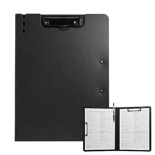 Produktbild: FRETONBA Klemmbrett a4, Schreibmappe Klemmbrett mit deckel, Klemmbrettmappe mit 2 Klemmen, Schreibbrett für Büro/Baustelle/Schule Clipboard Folder Schwarz