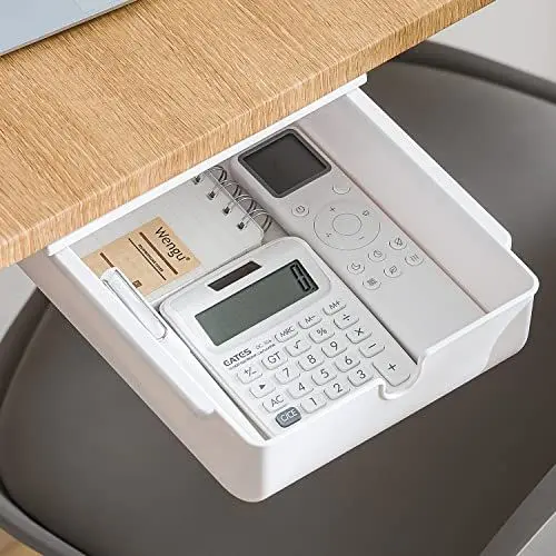 Produktbild: FRETONBA Schublade unter Schreibtisch, Aufbewahrungsbox Mini, Selbstklebende Schubladen Organizer für Büro, Versteckte Schubladenbox Weiße