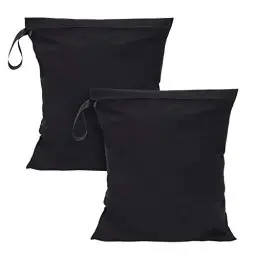 Produktbild: FRETONBA Wetbag 40x 50 cm 2 Stück Nasstasche Wiederverwendbar mit Reißverschluss, wasserdichte Wet Bag Schmutzige Kleidung Tasche Organiser für Badeanzüge, Strandtuch, Sportkleidung - Schwarz
