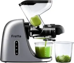 Produktbild: Fretta Juicer Machine Slow Juicer Entsafter Gemüse und Obst Saftmaschine, Obstpresse Elektrisch Saftpresse 76mm XL Öffnung Juice Maker Masticating Kaltentsafter BPA-Frei, Einfache Reinigung,Silber