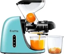 Produktbild: Fretta Slow Juicer Entsafter Gemüse und Obst Juicer Machine, 200W Obstpresse Elektrisch Saftpresse Juice Maker Masticating Saftmaschine Kaltpresse Fruchtpresse BPA-Frei, Leicht zu reinigen,Hellblau