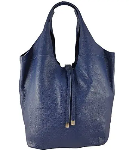 Produktbild: Freyday Echtleder Shopper mit Schmucktasche in vielen Farben Schultertasche Damen Henkeltasche S05 (Blau)