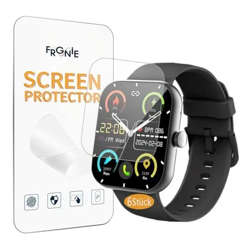 Produktbild: Frgnie Schutzfolie Kompatibel für Motast Y66 Smartwatch (6 Stück) HD Flexibel TPU Kompatibel für Jugeman Smartwatch 1,96