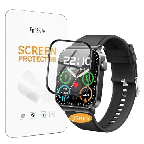 Produktbild: Frgnie Schutzfolie für R50, T50 Smartwatch 1,85 Zoll (3 Stück) 3D Curved Full Cover Displayschutzfolie, Kompatibel für Donerton, IOWODO R50 Pro Smartwatch 1.85