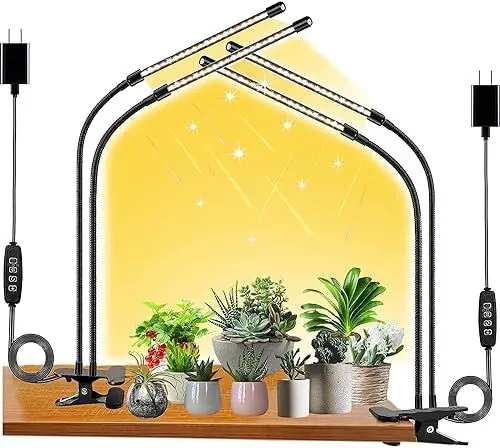 Produktbild: FRGROW Pflanzenlampe LED Vollspektrum, Pflanzenlicht für Zimmerpflanzen, Pflanzenleuchte, 3000k/5000k/660nm Vollspektrum Pflanzenlampe, Wachstumslampe für Pflanzen, 10 Stufen Dimmbar,Timer
