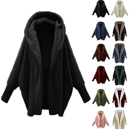 Produktbild: Friday Black Angebote 2024 Ab Wann Datum Damen Jacke,Fleecejacke Damen Daunenjacke Damen Wintermantel Damen Teddyjacke Damen Winterjacke Damen Warm Lang Sportjacke Plüschjacke Damen(Black,4XL)