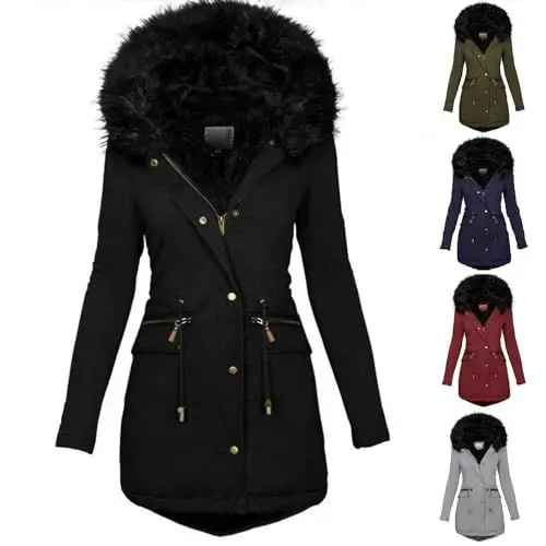 Produktbild: Friday Black Angebote 2024 Ab Wann Datum Damen Jacke,Wintermantel Damen Winterjacke Warm üBergangsjacke Damen Mantel Damen Winter Dufflecoat Damen Daunenjacke Winterparka Coat Women(Black,4XL)