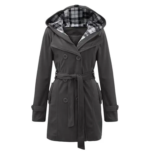 Produktbild: Friday Black Angebote 2024 Kleidung Sale,ÜBergangsmantel Trenchcoat Strickjacke Mantel Damen Winter Fleecejacke Wintermantel Damen Warm Winterjacke Pullover Damen Elegant Coat Women(Dark Gray,XL)