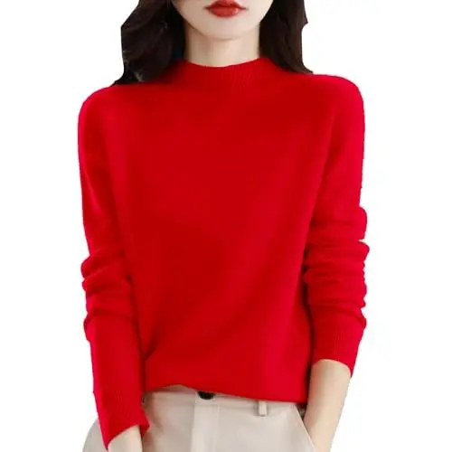 Produktbild: Friday Black Angebote 2024 Pullover Damen Ab Wann Datum Kleidung Sale,Winterpullover Strickpullover Damen Kaschmir Pullover Fleecepullover Norweger Pullover Damen Elegant Warm Sweater(Red,S)