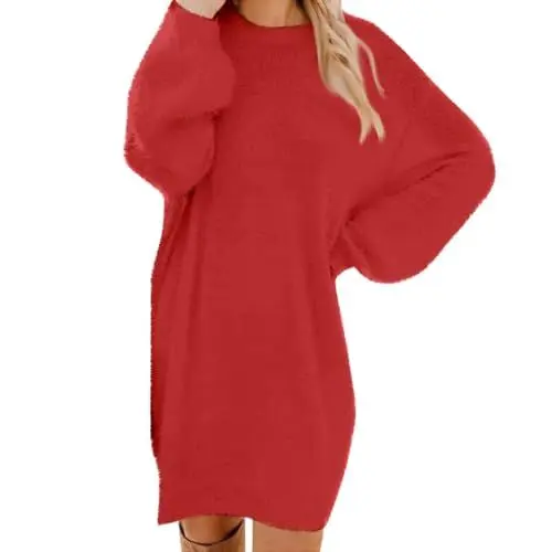 Produktbild: Generisch Warehouse Deal Retourenware Angebote Deals of The Day,Pulloverkleid Dresses for Women Strickkleid Damen Winter Winterkleid Strickpullover Longpullover Pullover Damen Winter Kleid(Red,XXL)