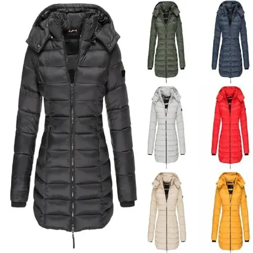 Produktbild: Friday Black Angebote 2024 Pullover Damen Weihnachten Kleidung Sale,Winterjacke Wintermantel Puffer Jacke Damen Shirt Langarm Oversized Zipper Hoodie Trenchcoat Medium Length Jackets(Black,L)