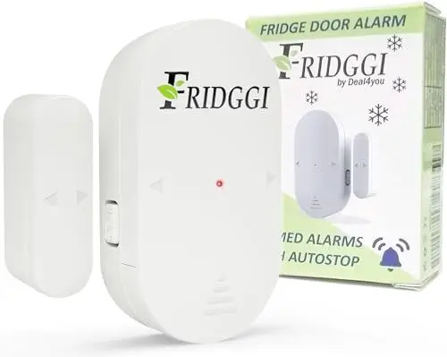 Produktbild: FRIDGGI - Gefrierschrank Alarm mit Verzögerung, 60 Sekunden, Türalarm/Glocke für Kühlschrank, niedrig/laut 80 dB bis 110 dB, Alarm, wenn die Tür angelehnt ist (weiß).