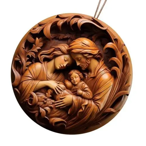 Produktbild: Friedliche Krippe, hängende Dekoration, 8 cm, Acryl, Geburtsornament für Weihnachten und Ostern