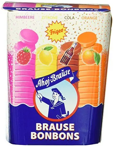 Produktbild: Frigeo Ahoj-Brause, Die Klassiker: runde Brause-Bonbons in den vier Geschmacksrichtungen Zitrone, Orange, Himbeere und Cola, 1-er Pack (1 x 125 g)