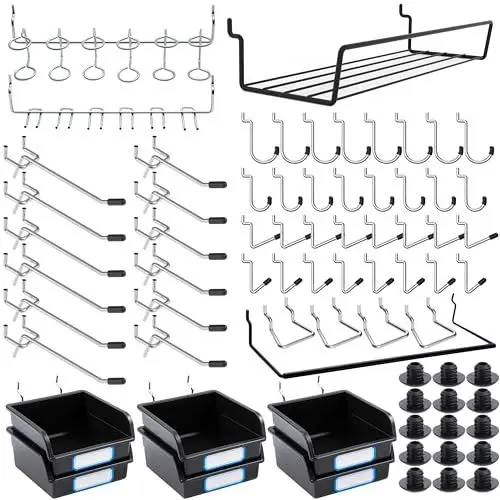 Produktbild: FRIMOONY Werkzeuglochwand Haken, Peg Board Zubehör, Peg Locks, für die Organisation von verschiedenen Werkzeugen, 196 Stück, davon 80 Peg Locks