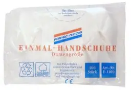 Produktbild: Fripac-Medis Einmal-Handschuhe, Beutel mit 100 Stück, Damengröße, geprägt 100 Stück (1er Pack)