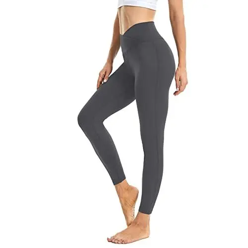 Produktbild: Friptspyg Damen Scrunch Gym Leggings Po Push-up Yoga Hose V-Form High Waist Tight für Laufend Fitness Workout Training Sportleggings, Dunkelgrau M