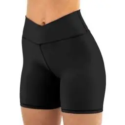 Produktbild: Friptspyg Radlerhose Damen Kurze Sporthose Gym Shorts V High Waist Booty Scrunch Shorts Fitness Sportshorts Laufend Kurze Leggings, Schwarz M