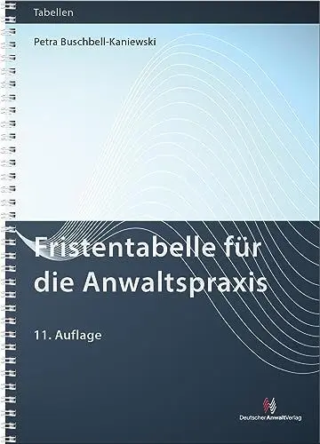 Produktbild: Fristentabelle für die Anwaltspraxis (Sonstige Tabellen)