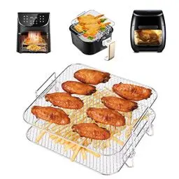 Produktbild: Hivio Airfryer Zubehör für Cosori 5.5L Luftfritteuse, 2-Etagen Quadratische Luftfritteuse Zubehör für Cosori 6.4L Air Fryer Heißluftfritteuse
